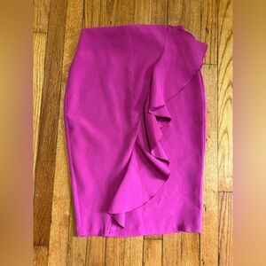Vesper Women Pink Magenta Tulip Career Skirt With Long Ruffle Sz 10